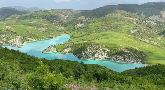 Landscape, the Hills of Mallakastra and the Lumara Lakes